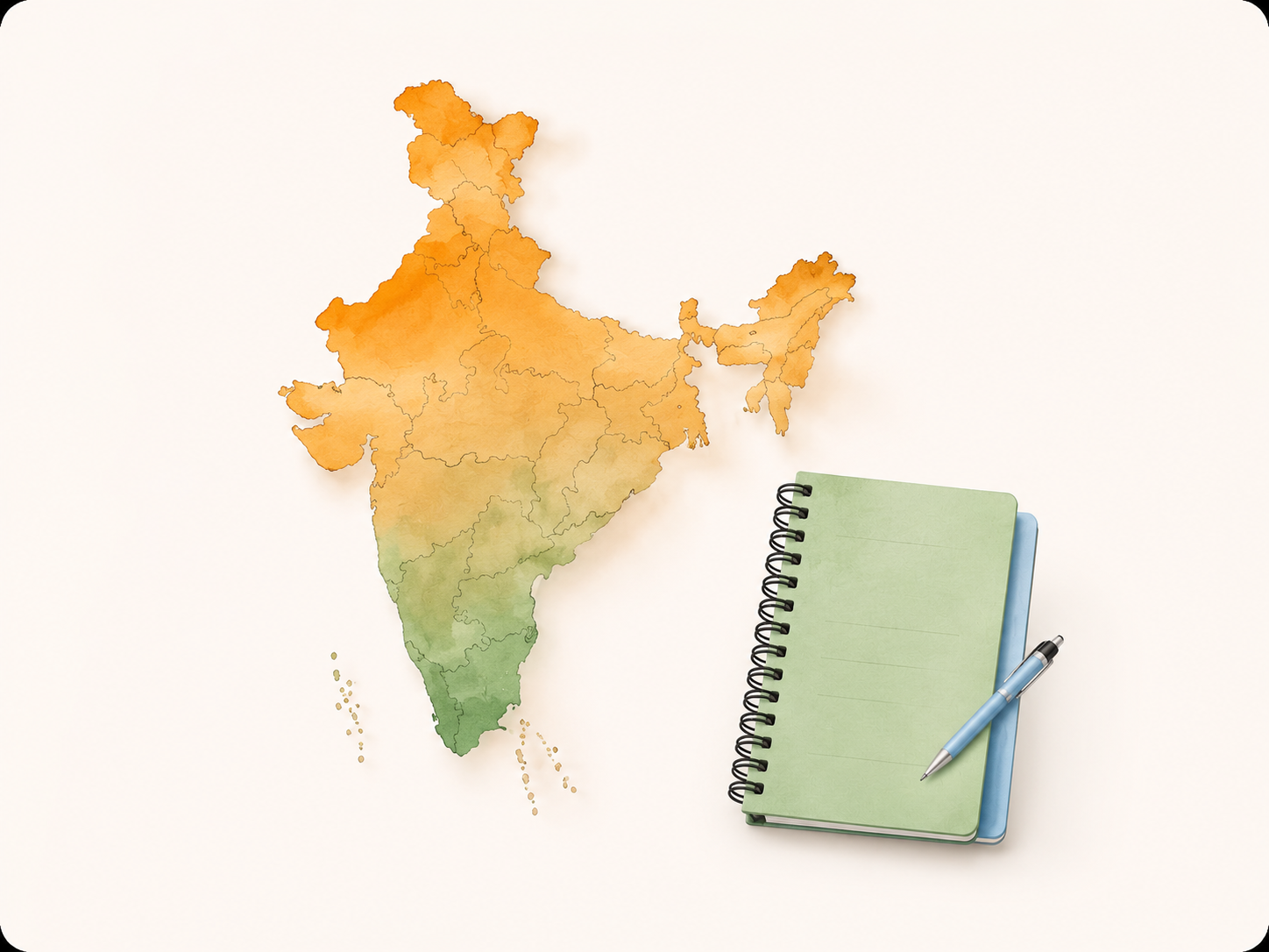 State board map of India and study notebook